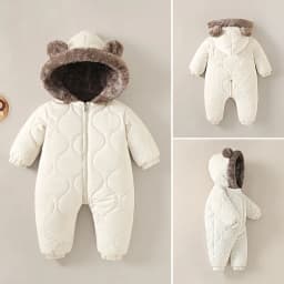 OLEKID Autumn Winter Baby Boy Romper Fleece Plus Velvet Hooded Baby Boy Jumsuit 0-2 Years Toddler Boy Overalls Infant Snowsuit
