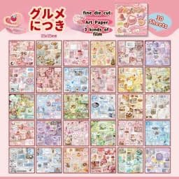 30P Die-Cut Sticker Book - Japanese Food & Dessert Vintage Showa Style - Glitter Matte Glossy Finish - 650+ Cute Elements