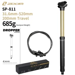 ZOOM NEW Bicycle Dropper Seatpost - 31.6/30.9mm Diameter, 150/200mm Travel, 7075 Aluminum Alloy, Internal Routing, Lightweight