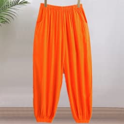 High Waist Lantern Pants Casual Cotton Silk Large Size Printed Long Trousers for Middle-Aged And Elderly Women
