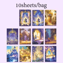 10 Sheets/Bag Dreamy Fairy Tale Theme Background Stickers, Fit for DIY, Scrapbook, Phone Case, Notebook & More Decorations