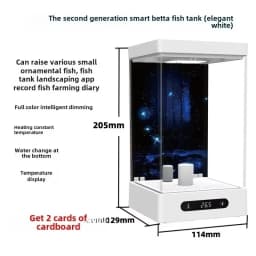 Smart Betta Fish Tank Mini Desktop Aquarium with Constant Heating Thermostatic Full Color LED Light Eco Night Lamp