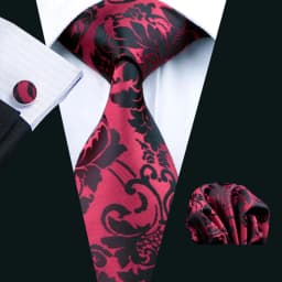 Fashion Red Plaid Men Tie Set 8.5cm Silk Jacquard Neckties Wedding Business Handkerchief Cufflink Tie Set Barry.Wang FA-6011