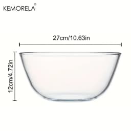 1PCS Deep Mixing Bowl - Heavy-Duty Glass Salad Bowl, Dishwasher & Oven Safe, Microwave Compatible for Baking Prep Bread Proofing