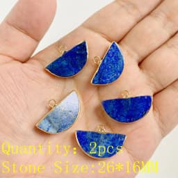 2PCS Natural Blue Lapis Lazuli Stone Gem Pendant Connector Charm For DIY Woman Men Jewelry Making Accessory Wholesale