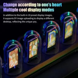 Mexllex Nixie Tube RGB Retro Digital Clock, IPS Glows Analog Clock, Support Wi-Fi Time Calibration, APP Control, Wheather Mode