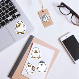 100PCS Cartoon Duck Stickers Cute Creative Simple Handheld Account Material Phone Case Laptop Luggage Water Cup Waterproof