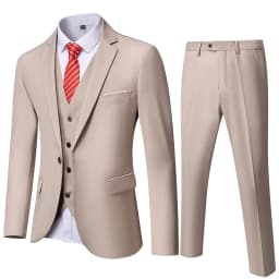 ( Blazer + Vest + Pants ) Men's Suit Slim 3 Pieces Set Solid Wedding Party Prom Groom Best Male Formal Business Suit