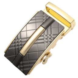 Automatic Ratchet Leather Belt Buckle Mens Solid Buckle Only for 3.5cm/1.38in Leather Strap Cool Gold Black Belt Buckle