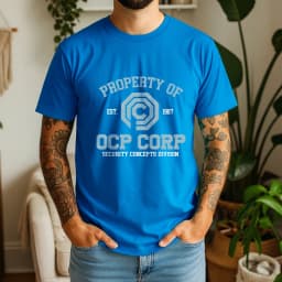 2026 Summer 100% Cotton OCP CORP Graphic Oversized Tee OCP CORP 1987 RoboCop Sci-Fi Retro Themed Short Sleeve
