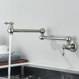Baokemo Folding into the Wall Faucet 304 Stainless Steel Universal Rotation Faucet Kitchen Concealed Single Cold Faucet