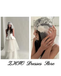 ZHIO Simple Straps Pleat A Line Tulle Ivory Wedding Dresses Photoshoot Korea Bride Gowns Corset/Zipper Back Customized 웨딩드레