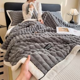 Plush Warm Winter Blanket Solid Plaid Coral Fleece Soft Thick Bed Blankets for Sofa Single Double Couple Furry Bedspread