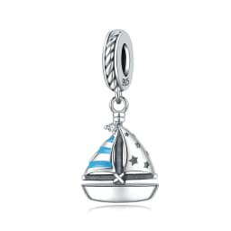 Blue Charm 925 Sterling Silver Ocean Pearls Betta Fish Pendant Birthday Party Gift for Women Bracelet Necklace DIY Beads Jewelry