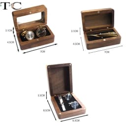 Solid Wood Black Walnut Window Exquisite Cufflink Box Sleeve Nails French Cufflink Collar Clip Box Package Gift Box