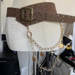 Punk Studded Irregular Tortoise Belt Hairy Cross Chain Pu Personalized Belt Spice Girls Dark Jeans Accessory Belt