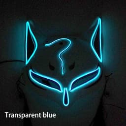 Holiday Light Up Neon Half Face Mask Flashing in Dark Fox Mask Halloween LED Luminous Fox Mask for Women Girl Cosplay Props
