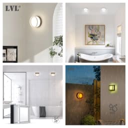 LVL Modern LED Wall Lamp 9W Small Round & Square Waterproof IP65 CCT Indoor/Outdoor Source Wall Sconces Smokey Grey Fixture
