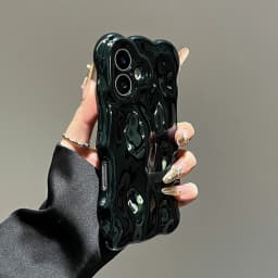 Glossy Wrinkle Plating Wave Border Case for iPhone 16 15 17 Pro Max Air Plus 11 12 13 14 Meteorite Pattern Soft Silicone Cover