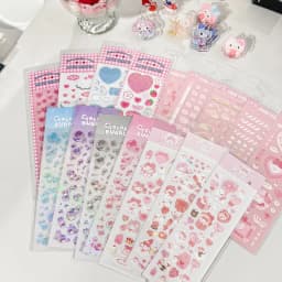 SKYSONIC BOBO 5pcs/4pcs/3pcs Full Set Series Decorative Stickers Bubble Pink DIY Sticker Journal Junk Agenda Stationery Suppli