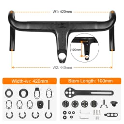 TOSEEK Carbon Handlebar Road Carbon Handlebar T700 Carbon Integrated Handlebar Di2 Bicycle Accessories Carbon Drop Bar