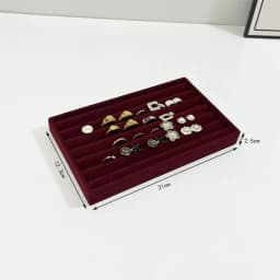 Dark red fabric Jewelry Box Earrings Studs Rings bracelet storage holder Household dressing table drawer Jewelry collection tray