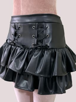Nerazzurri Summer Autumn Soft Black Pu Leather Mini Tiered Pleated Skirt Women Lace Up Short Luxury Designer Punk Style Clothes