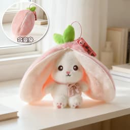 New Cute Fruit Bunny Plush Toy Creative Durian Pineapple Carrot Strawberry Turn Into Rabbit Soft Doll Birthday Christmas Gift