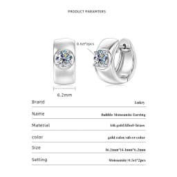 Lnkry Round 5MM Moissanite Earring With Certificate 14k Gold-Filled Wide Chunky Hoop Earrings for Women Vintage Jewelry Gift