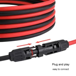 Solar Panel Extension Cable 6/4/2.5/1.5mm2 10/12/14/16AWG Black and Red Tinned-Copper Wire with Solar PV Cable Connectors