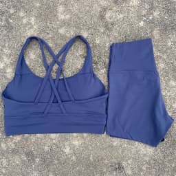 Solid Color Soft Women Gym Yoga Short Set Cross Back Shoulder Strap Gym Bra+High Waist Sport Short Leggings 2pc Tight Sportwear