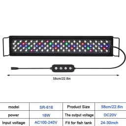 12-30 Inch Fish Tank Full Spectrum LED Light with Timing and Memory Function, Aquarium Plant Growth Light 100-240V