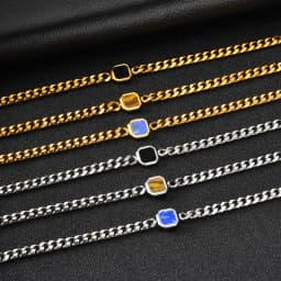 Vnox 5/7mm Width Adjustable Chain Bracelet for Men, Stainless Steel Acrylic Six-Sided Polished Jewelry Gift for Husband Son Him