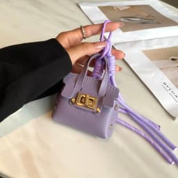 Mini Coin Purse Bag Pendant Cute Square Handbag Earphone PU Leather Creative Car Key Chain Pendant Decoration Multi-functional