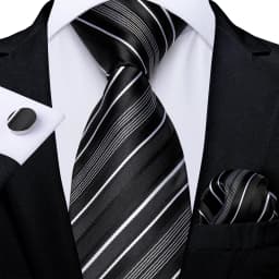 New Formal Ties Classic Blue Striped Necktie Handkerchief Cufflinks Gift For Men Wedding Tie Cravate Gravatas