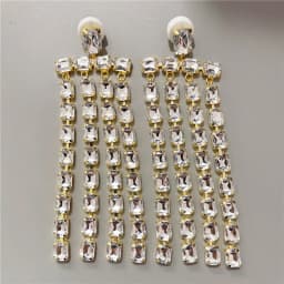 Long Tassel Big Drop Earrings Crystal Accessories for Women Oversize Exaggerate Dangle Earrings Wedding Jewelry Gifts