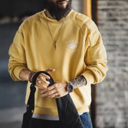 Maden Men's Fleece-Lined Crew Neck Sweatshirt Thickened Warm Pullover Loose Fit Casual Top for Autumn and Winter Layering Hoodie