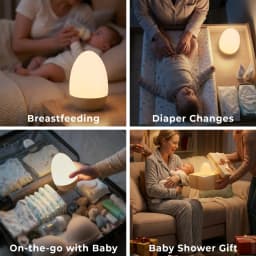 Egg Shape Baby Night Light for Breastfeeding Kids Gift 3 Color Temperatures 12 RGB Colors Skin Feel Touch Room Ambient Lighting