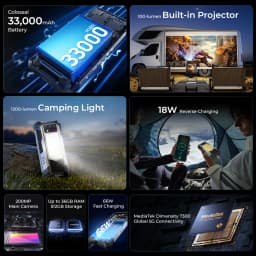 OUKITEL WP100 TITAN Android 14 33000mAh 66W 36GB(12+ 24) 512GB Rugged Smartphone 200MP laser projector Camping Light 6.8'' 120Hz