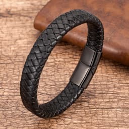 Red Black Classic Men's Leather Bracelets Charm Design Stainless Steel Magnet Bangles For Women Friendship Couple Jewelry Gifts