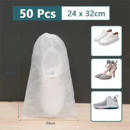 50 Pcs Breathable Dust Covers Non-Woven Dustproof Drawstring Clear Storage Bag Travel Pouch Shoe Bags Drying Shoes Protect