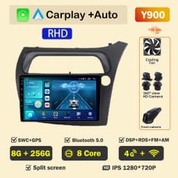 Car Radio Screen For Honda Civic Hatchback 2006-2011 Carplay Android Auto Player Multimedia 4G WIFI GPS Navigation 2Din Stereo