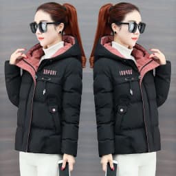 2026 Winter Women's Short Loose Cotton Jacket Thickened down Filled Coat Korean Style Sweet Style Button Zipper Closure Pure ...