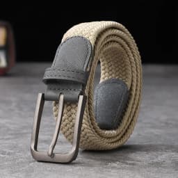 Non-perforated, non-perforated, men's and women's woven belts, elastic elastic canvas belts, women's Korean version, versatile s