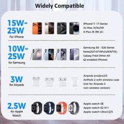 ICE Cooling Qi2.2 25W 3 in 1 Magnetic Wireless Charger Stand Fast Charging For Magsafe iPhone 17 Pro Max Apple Watch 2-8 Airpods