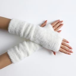 Botvotee Fall Winter Women Arm Warmers Mink-Like Velvet Fingerless Gloves Y2K Wrist Warmers