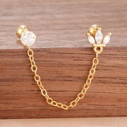 Stainless Steel Gold Color Chain Dangle Drop Earrings for Women Zirconia Pendant Clip Earring Vacation Party Jewelry Accessories