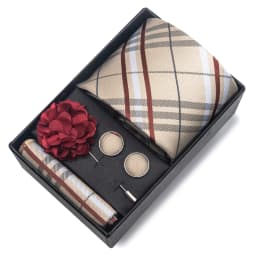 2025 New Design Brand 8 cm Blue Striped Tie Handkerchief Cufflink Brooch Set Man Gift Box Wedding Gift Fit Formal Party