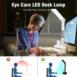 USB Eye Protection New Rechargeable LED Clock Dimmable Table Lamp 180° Rotating Foldable Desktop Reading Night Light USB