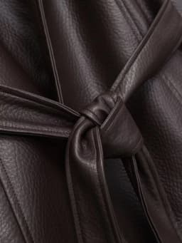 ETJ Women's PU Leather Vintage Wrap Jacket Belted High Neck Short Coat 2026 Spring Minimalist Retro Urban Fashion Outerwear